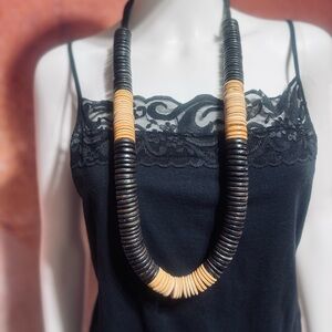 NWT Ink & Alloy hand strung wooden bead necklace